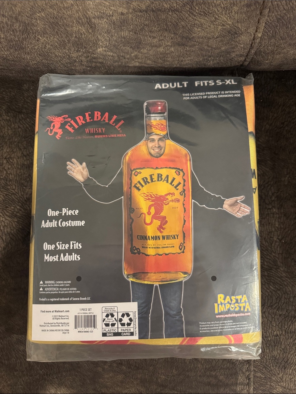 Fireball Whisky Bottle Adult Costume - one size fits most